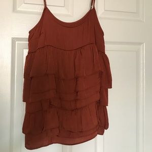 Brown/burnt orange Ruffle blouse!
